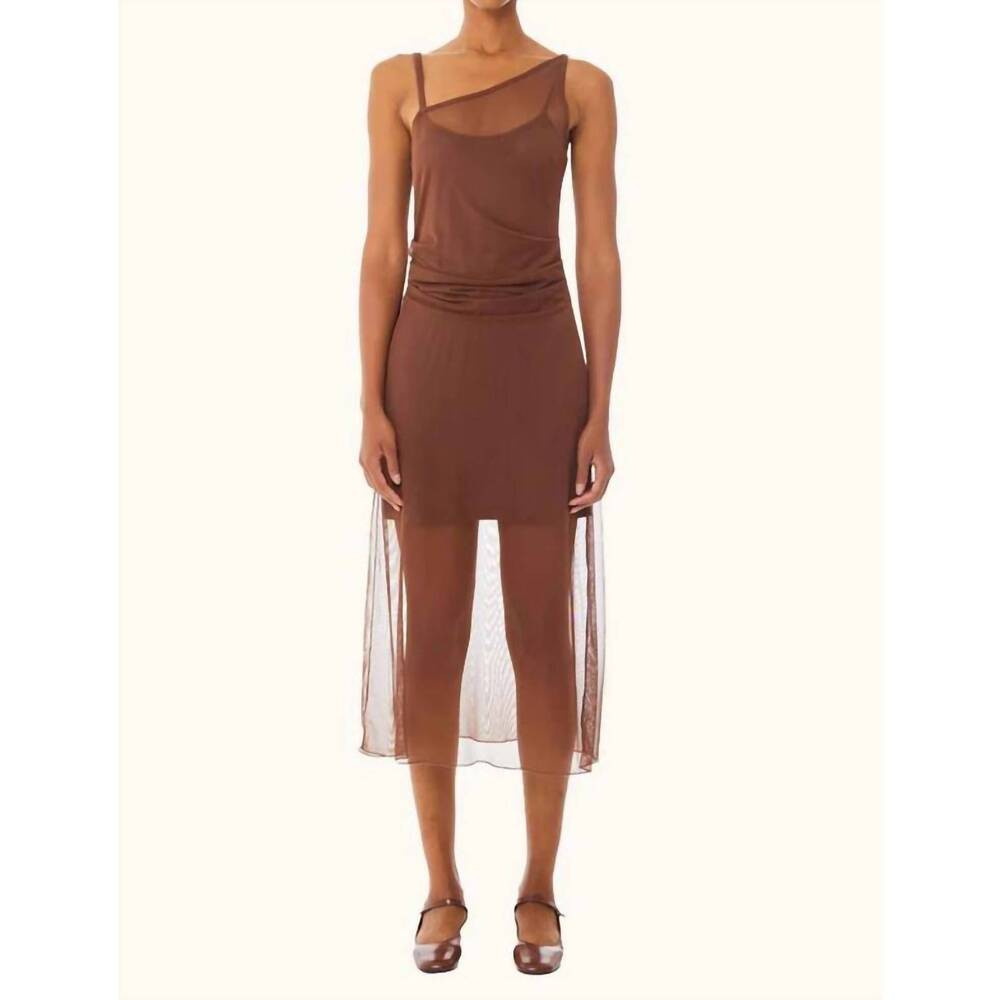 NEW FIND ME NOW reversible mesh midi dress in desert palm